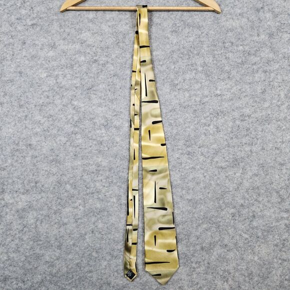 Jerry J. Garcia Necktie Gold /w Black Streaks 4"x62" 100% Silk VERY FAINT SPOTS - Picture 2 of 12